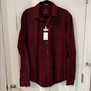 Bugatchi Men's Burgundy Plaid Shirt